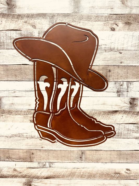 Boot Western Wall Art Rodeo Cowboy Life Metal Art