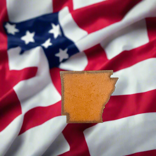 Arkansas State Shape Rustic Metal Ornament