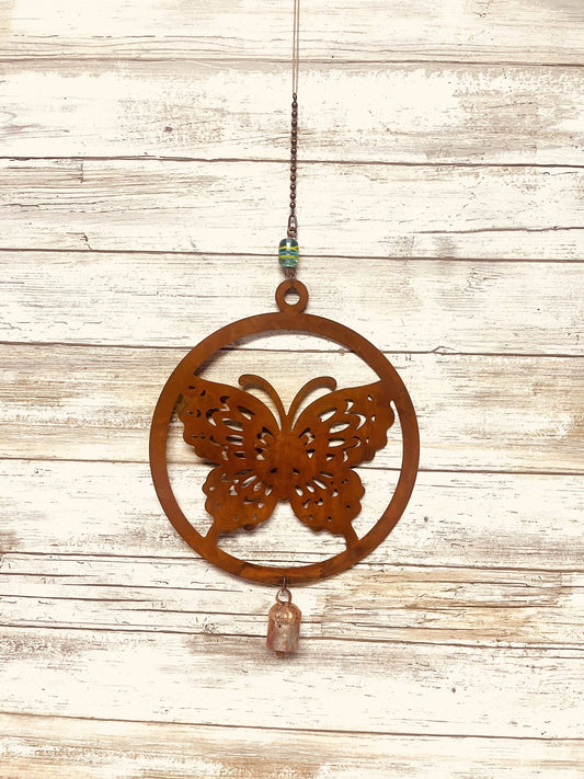 Butterfly Rustic Garden 8' Metal Garden Bell Chime USA