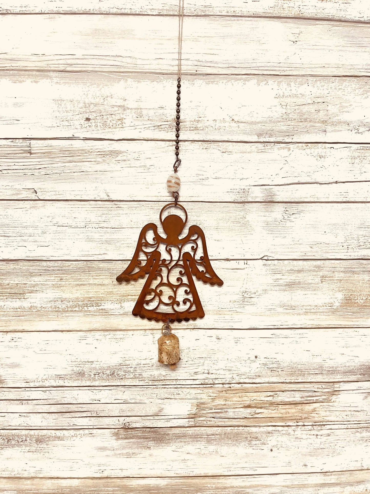 Angel Wings Down Single Bell Rustic Memorial Gift