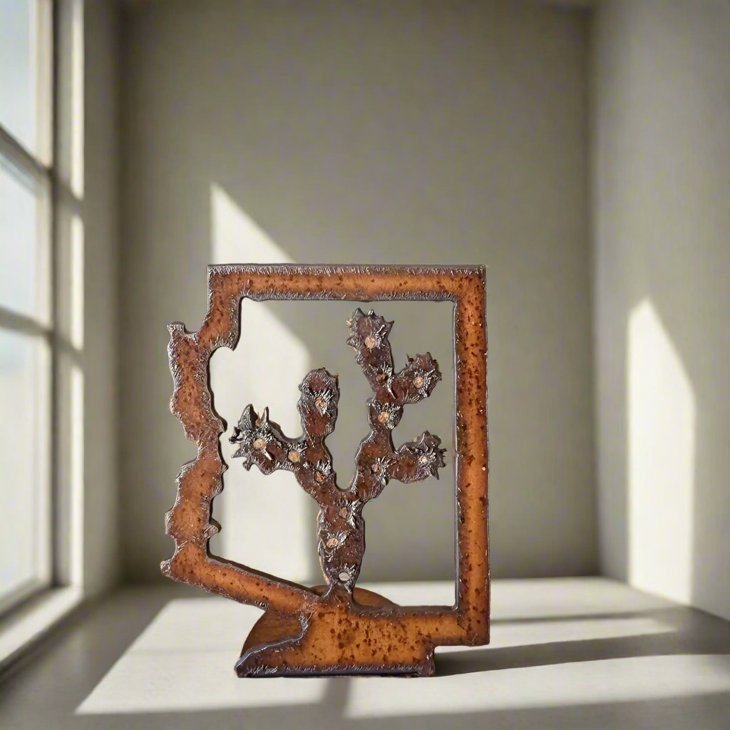 Arizona Outline W/ Prickly Pear Rustic Doodad