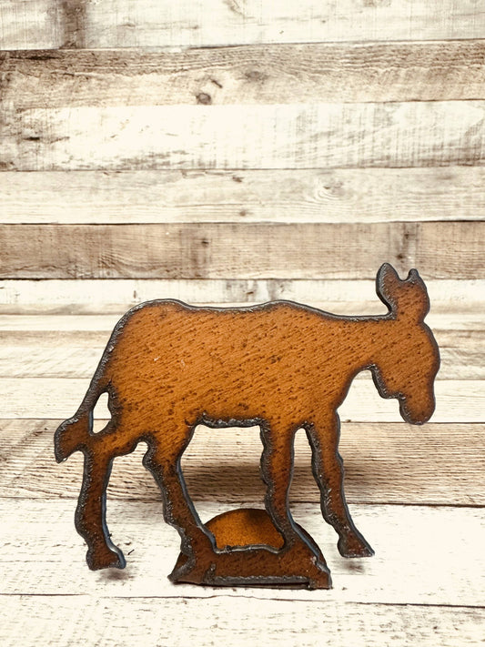 Donkey Standing Doodad Rustic Metal Garden Gift