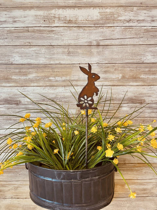 Bunny GARDEN FRIEND metal rustic Plant Stake Easter gift