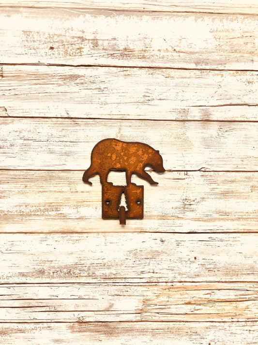 Black Bear Single Rustic Key Hook