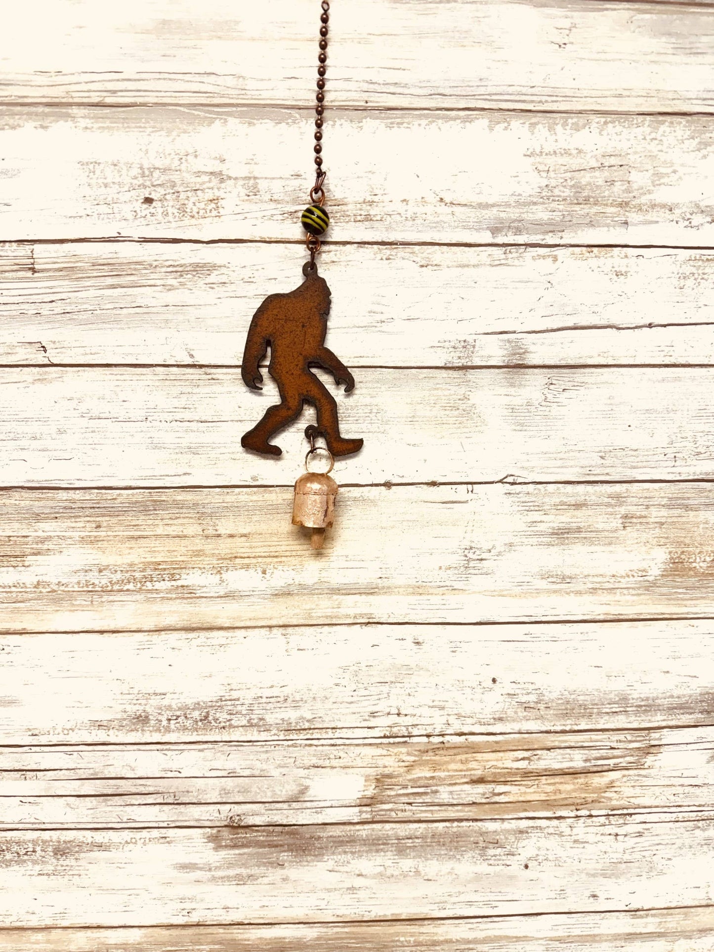 Bigfoot Yeti Sasquatch Rusted Metal Garden Bell Chime