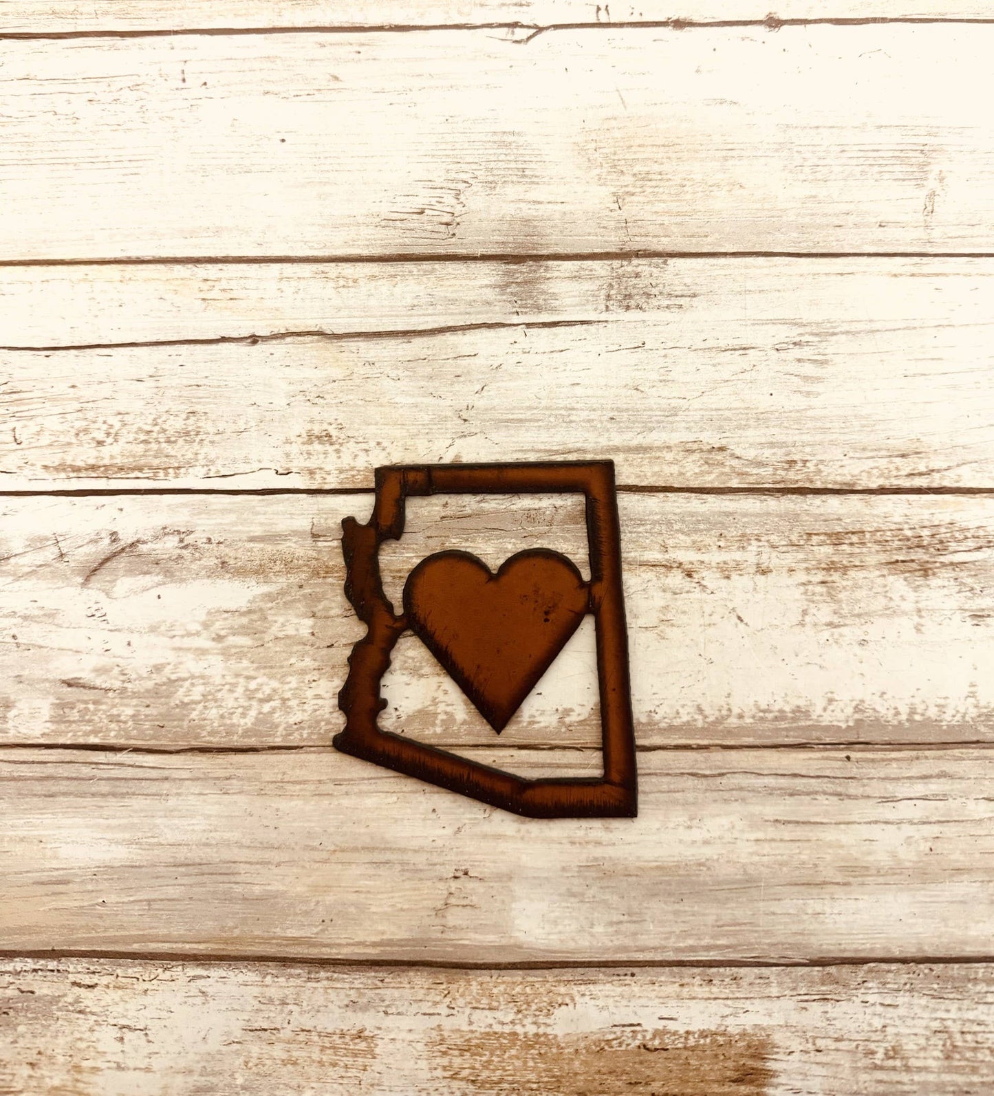 Arizona Outline with Heart Desert Rustic Magnet