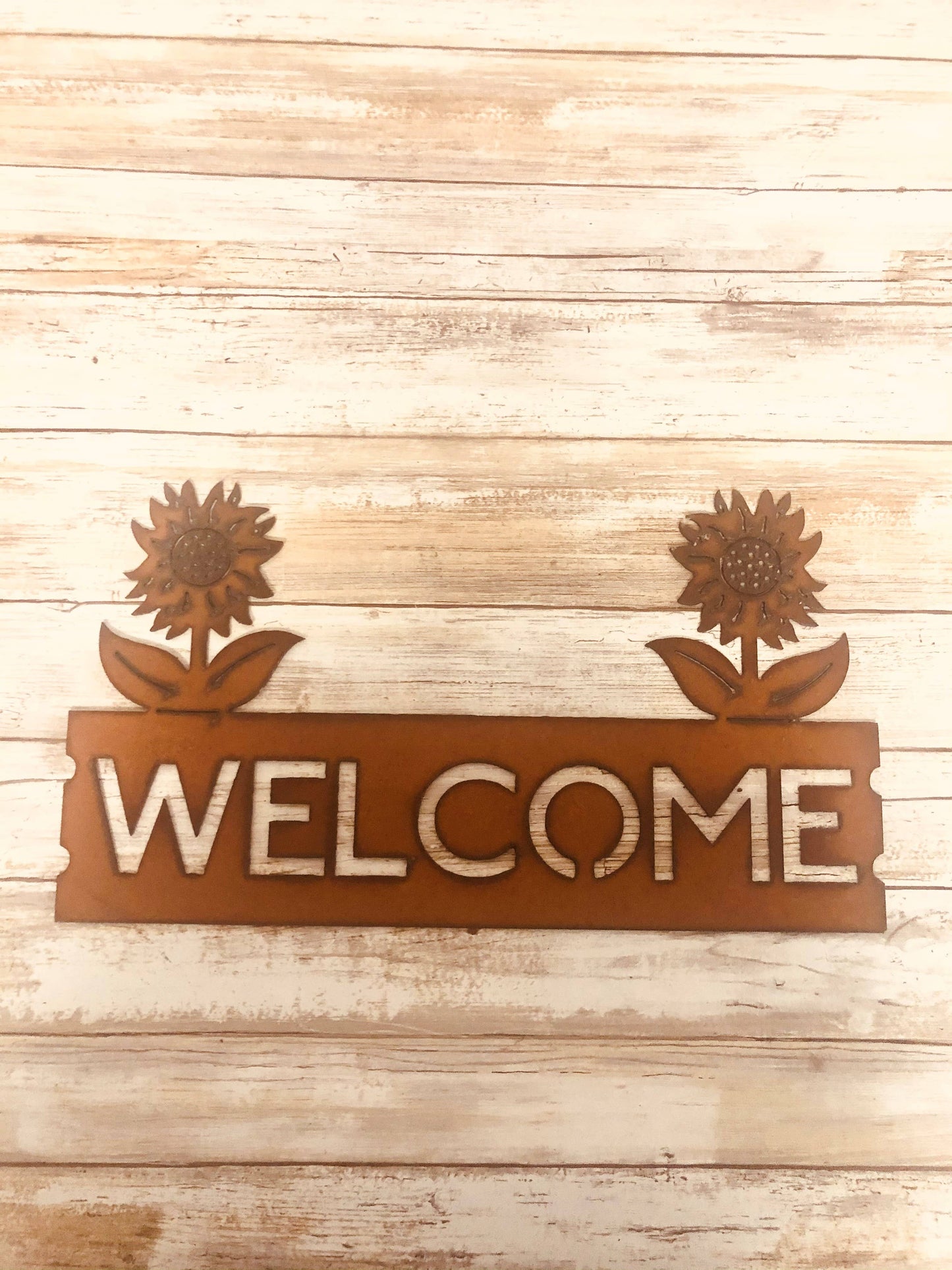 Sunflower Horizontal WElcome Garden rustic Sign