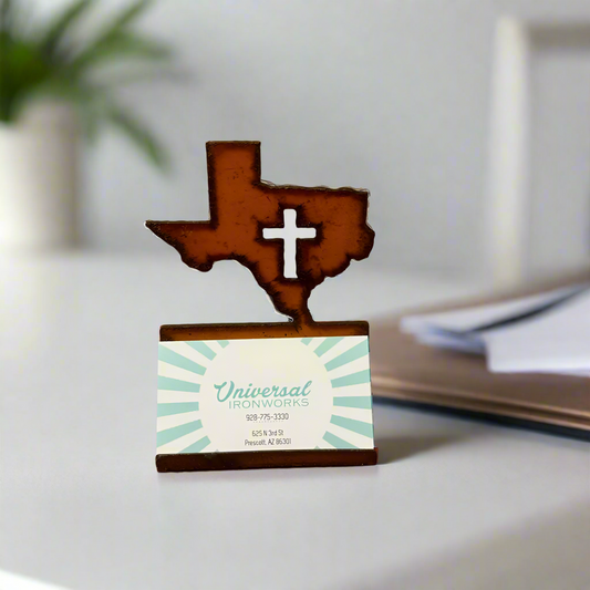 Texas State with Cross Business Card Holder