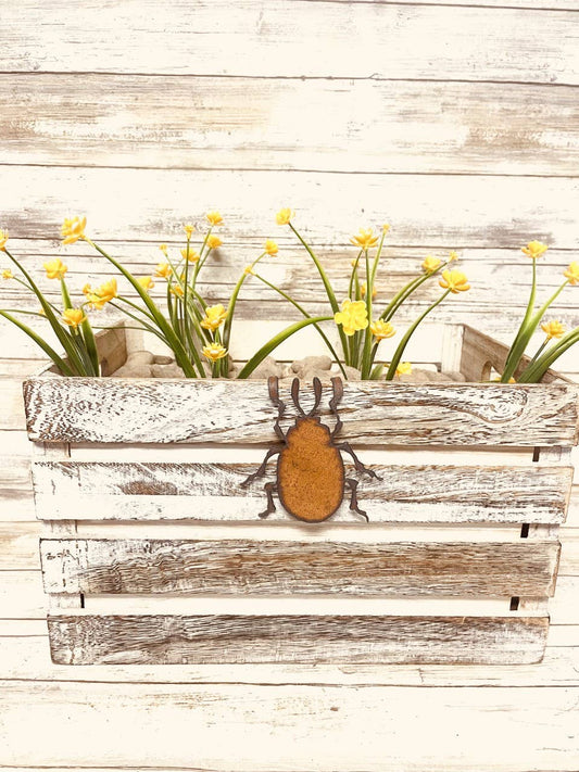 Beetle Bug Pot Climber Rustic Metal Garden Gift