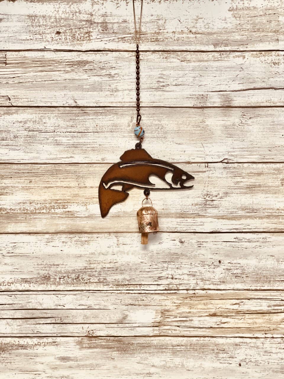 Trout Bell Rustic Metal Lodge Lake Bell Chime