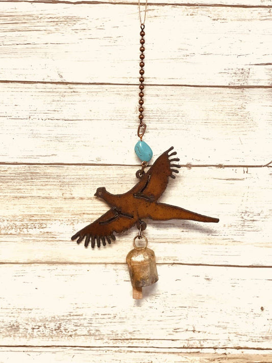 Pheasant Bell Rustic Metal Garden Decor Chime