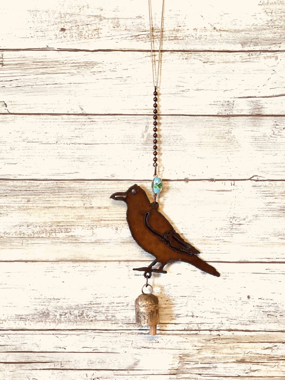 Crow Bell Rustic Bird Garden Chime Nana Bell