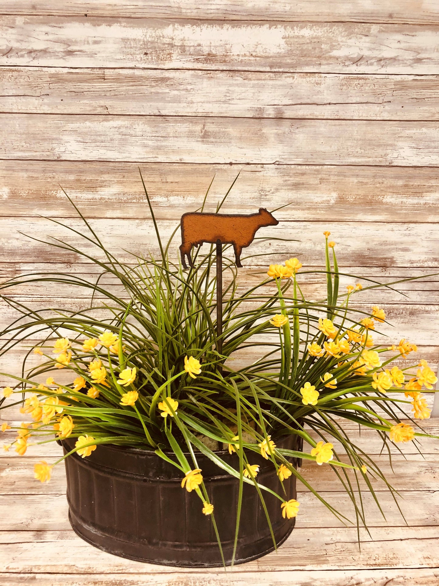 Cow Rusty Farm Garden Plant Stake