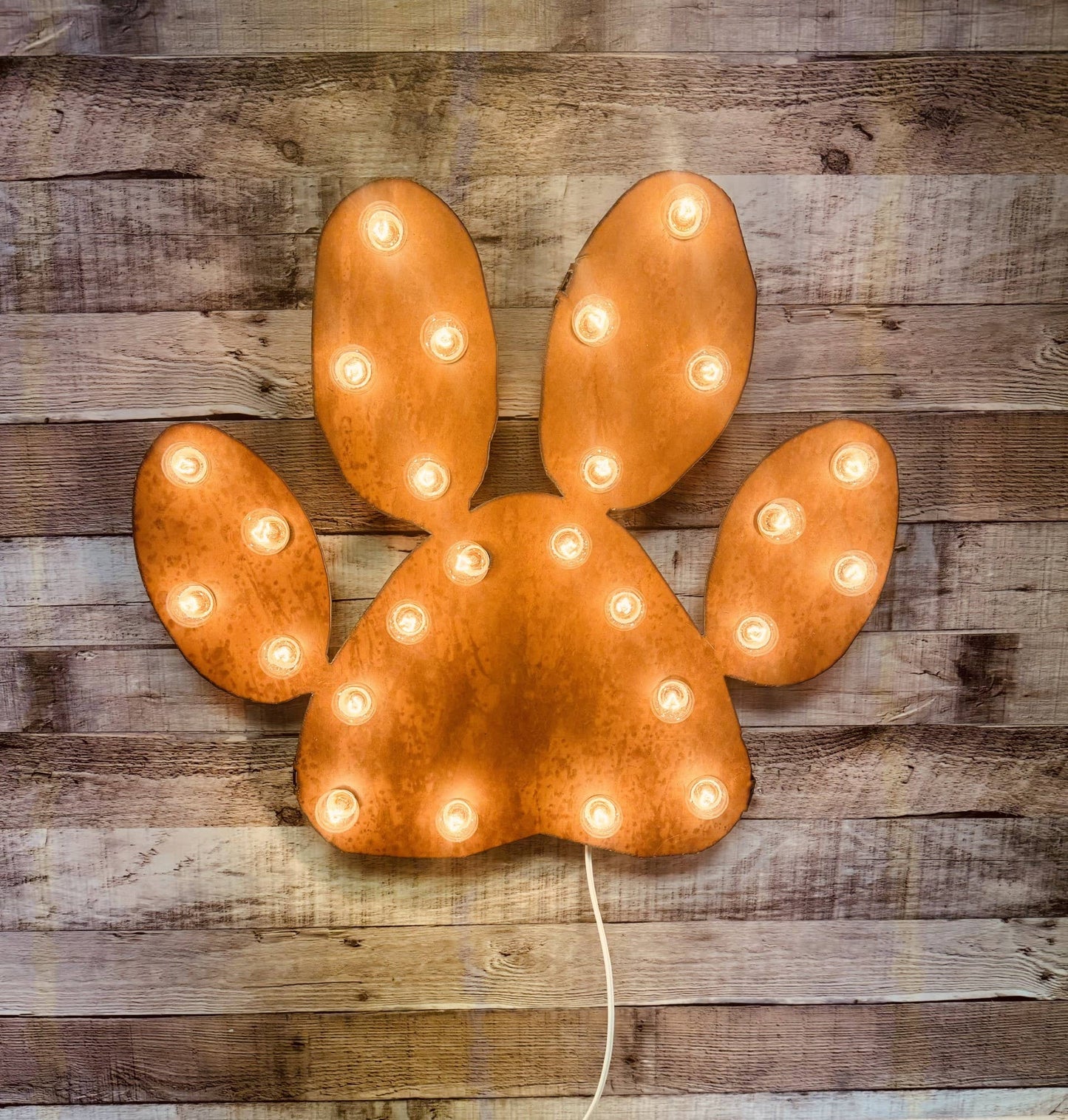 Paw Print Marquee Lighted Metal Pet Sign Retro Inspired Sign