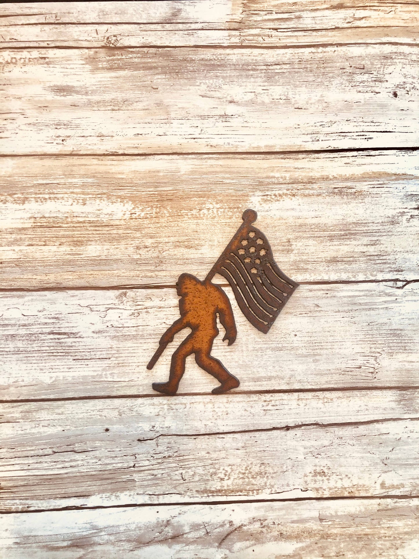 Bigfoot with Flag Yeti Sasquatch Magnet