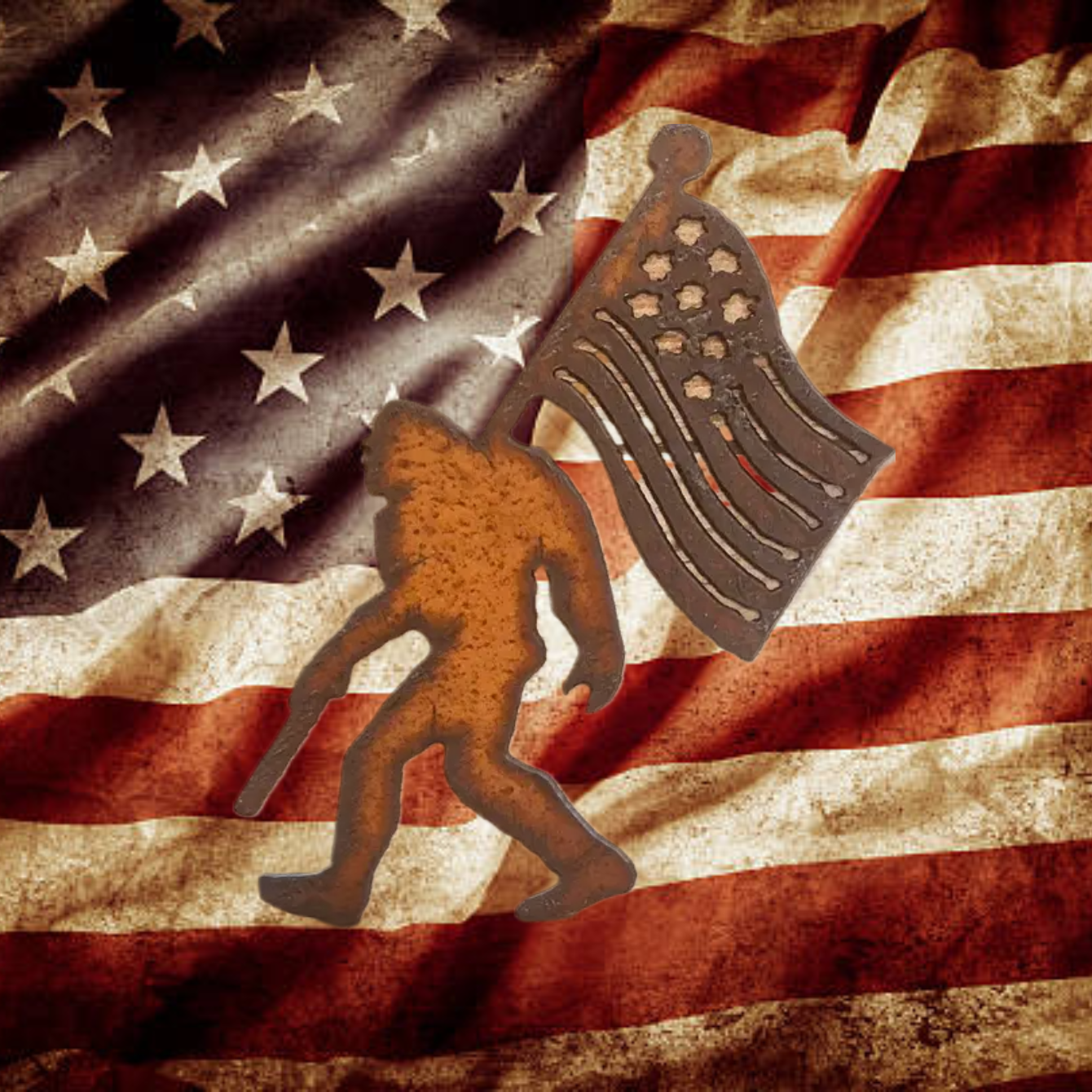 Bigfoot with Flag Yeti Sasquatch Magnet