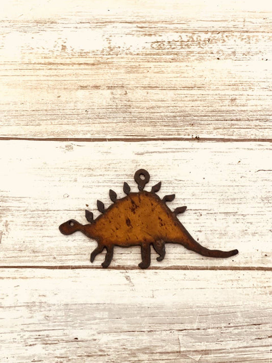 Stegosaurus Dinosaur Charm Pendant Rustic Metal Gift