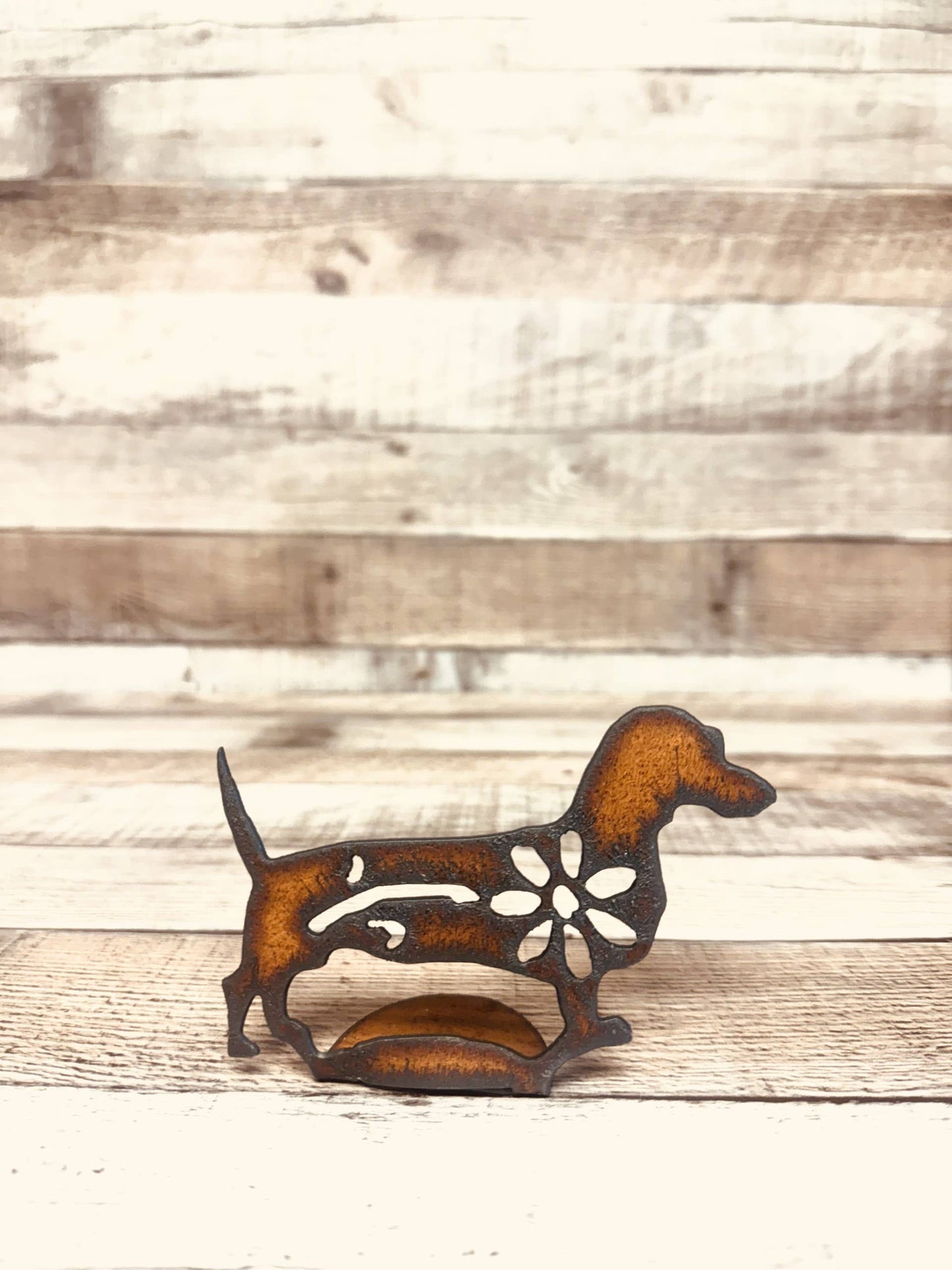 Dachshund GARDEN FRIEND rustic Metal DOODAD Figurine