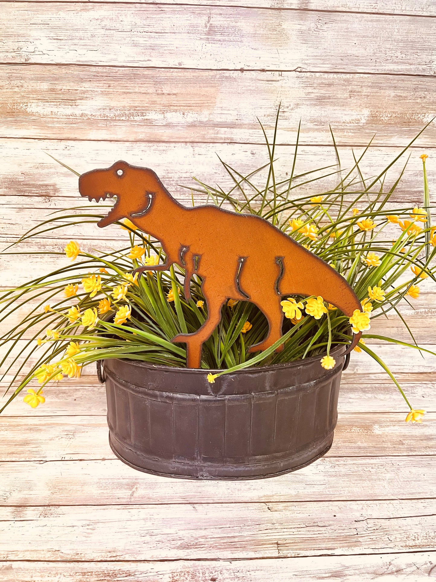 Tyrannosaurus Rex Garden Rusty Metal Yard Stake