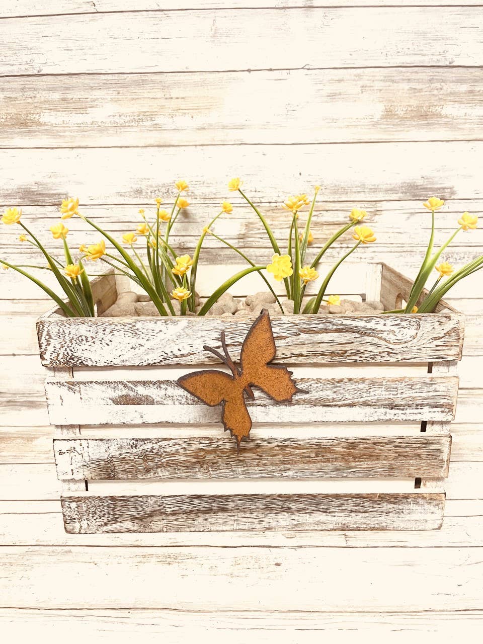 Butterfly Pot Climber Rustic Metal Garden Decor