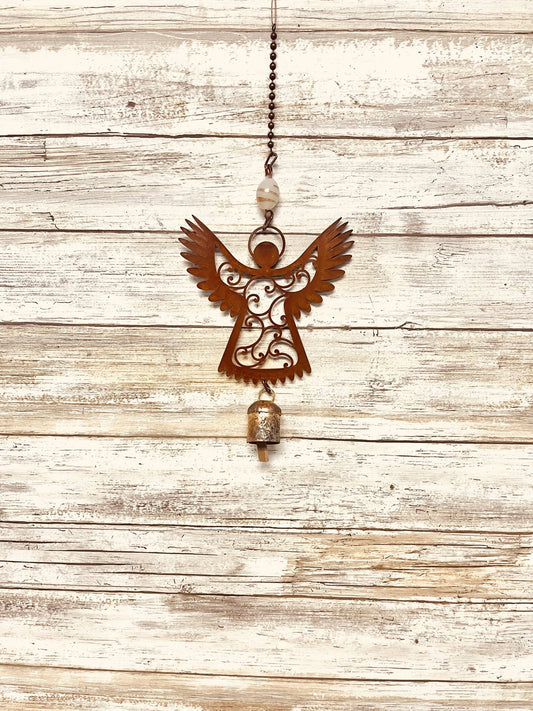 Angel Wings up single Bell Rustic Memorial Garden Chime