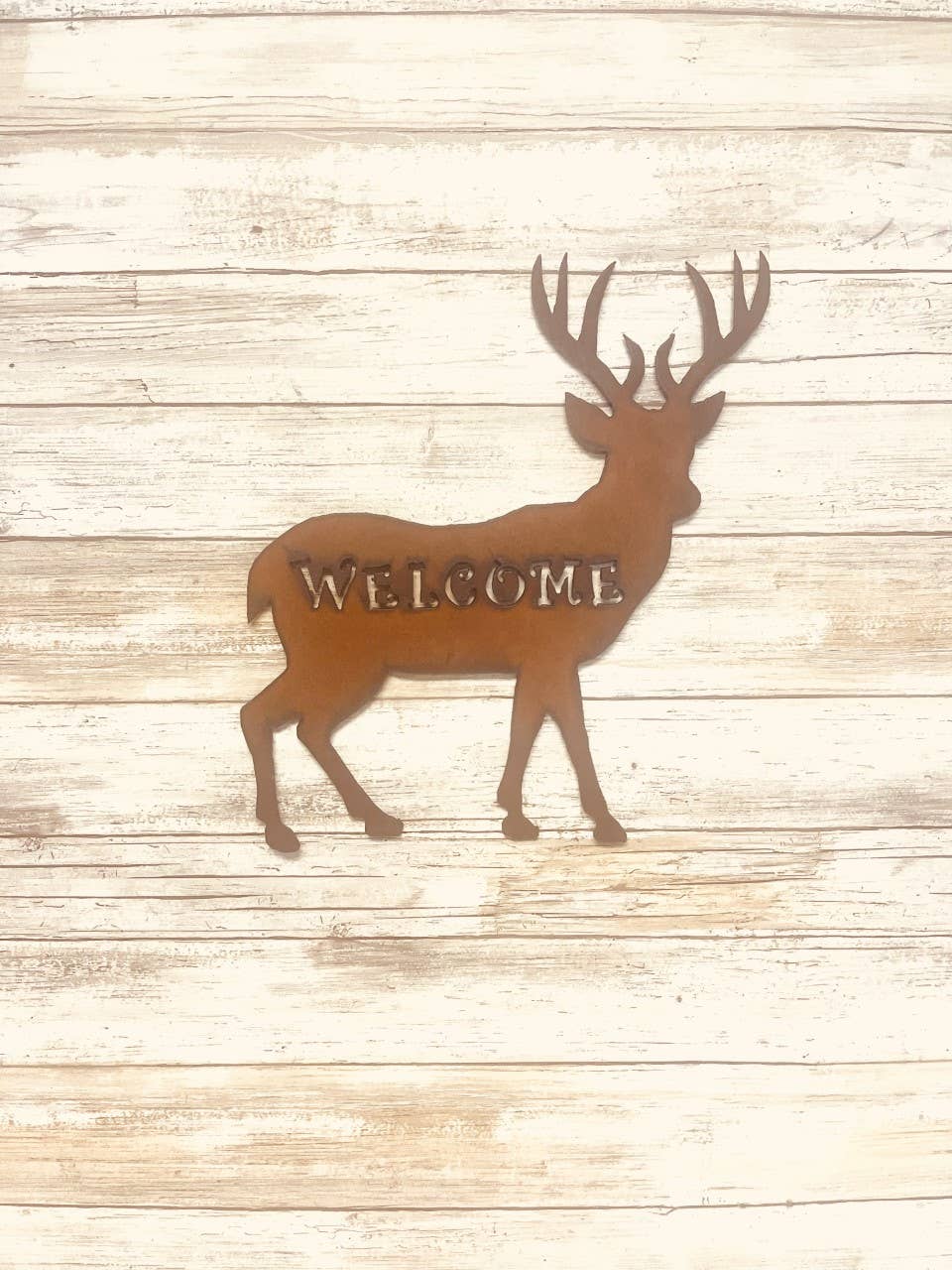 Deer Image Welcome Rustic Metal Welcome Sign