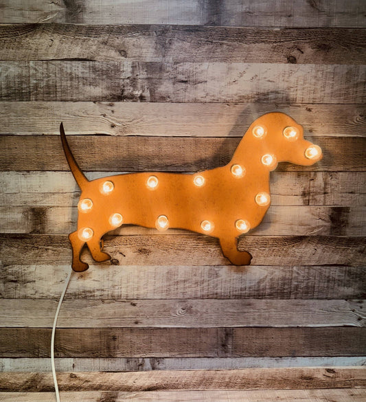 Dachshund Pet Lighted Marquee Metal Rustic Sign USA Made