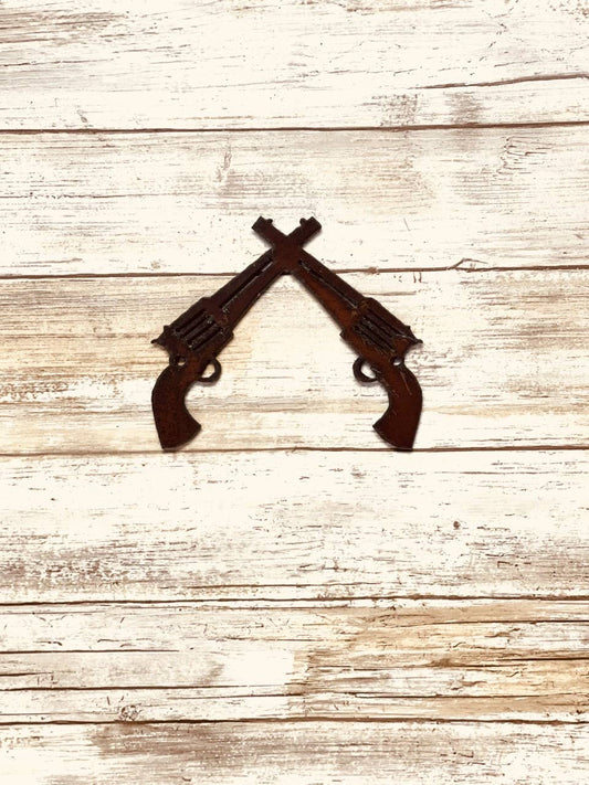 Double Guns Magnet Western Rustic Metal Gift