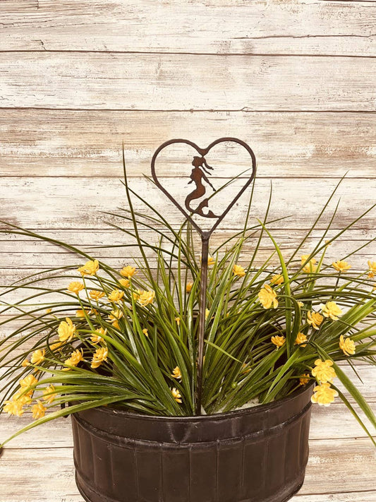 Heart Outline with Mermaid Nautical Garen Plant Stake