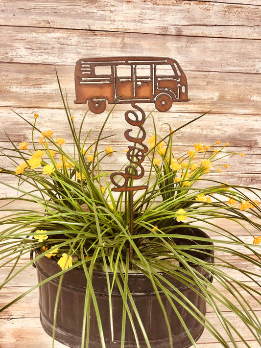 Peace Slug Bus with Peace Hippie Garden Stake