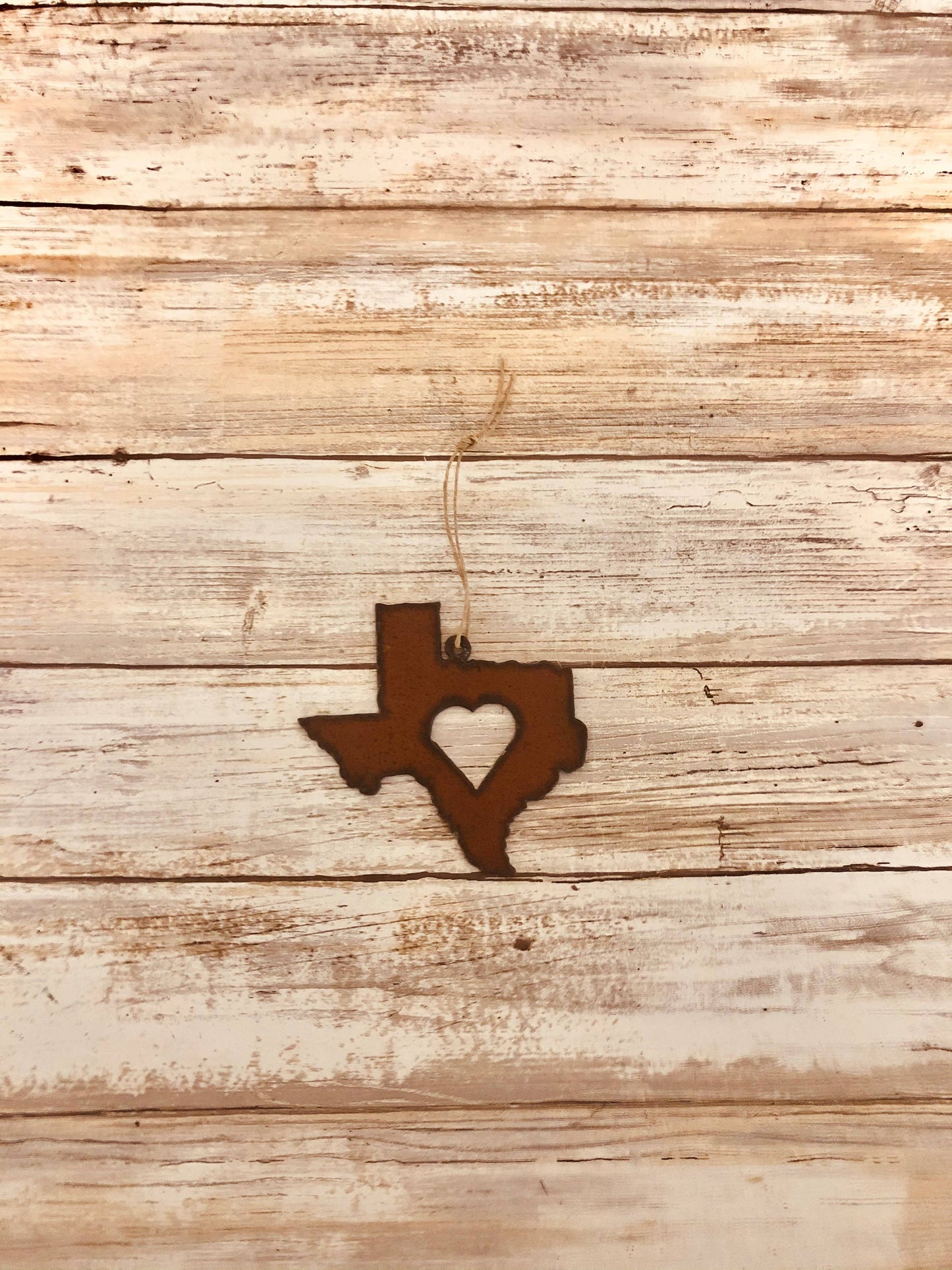 Texas State with Heart Western Ornament