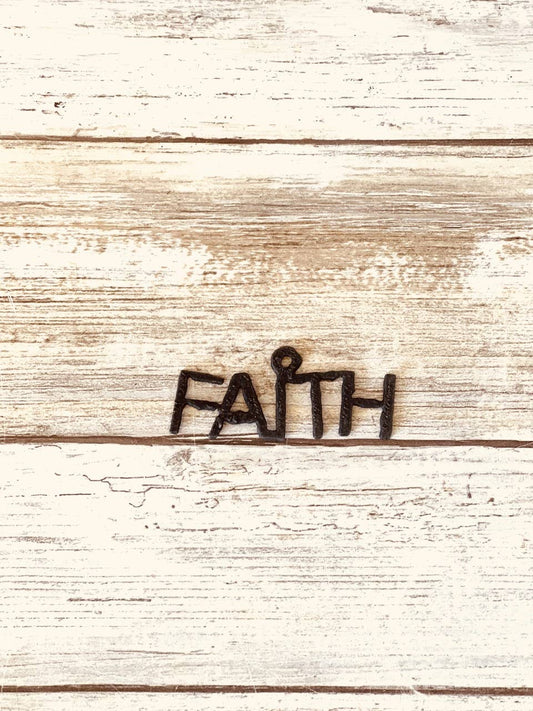 Faith Word Charm Rustic Inspirational Pendant