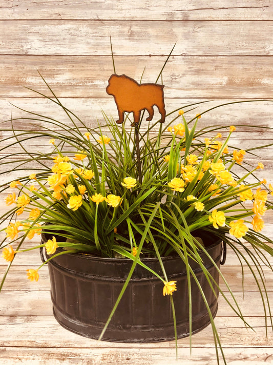 Bulldog Dog Garden Plant Stake