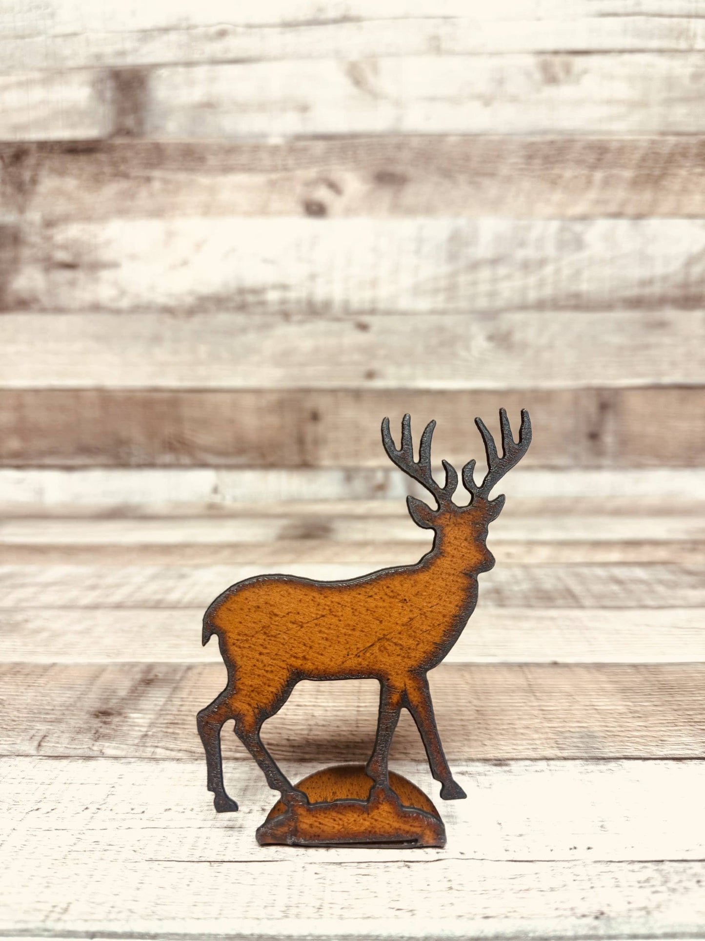 Deer Doodad Rustic Metal Standing Figurine Garden Lodge