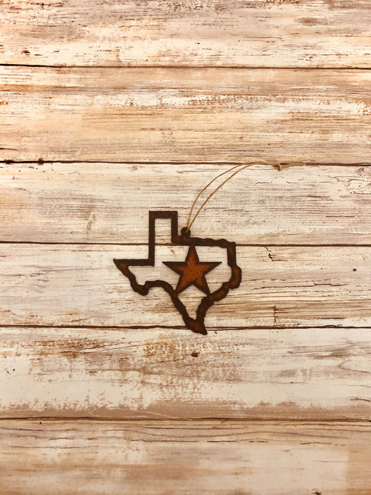 Texas State Outline Ornament with Star