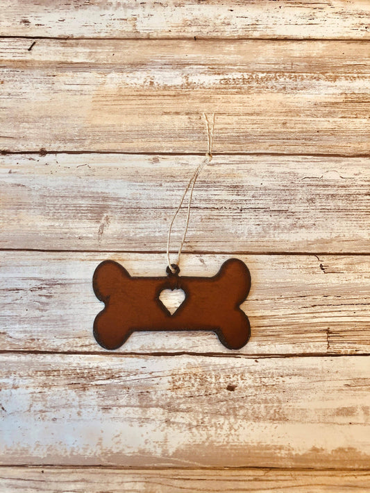 Dog Bone With Heart Ornament