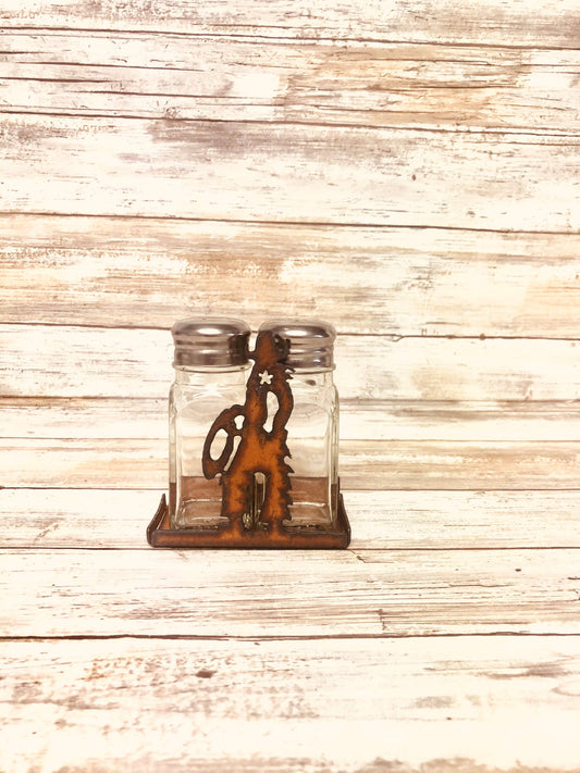 Cowboy Image Western Salt N Pepper Shaker Holder