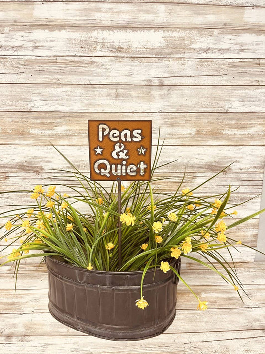 Peas and Quiet Plant Stake Plaque Garden Stake