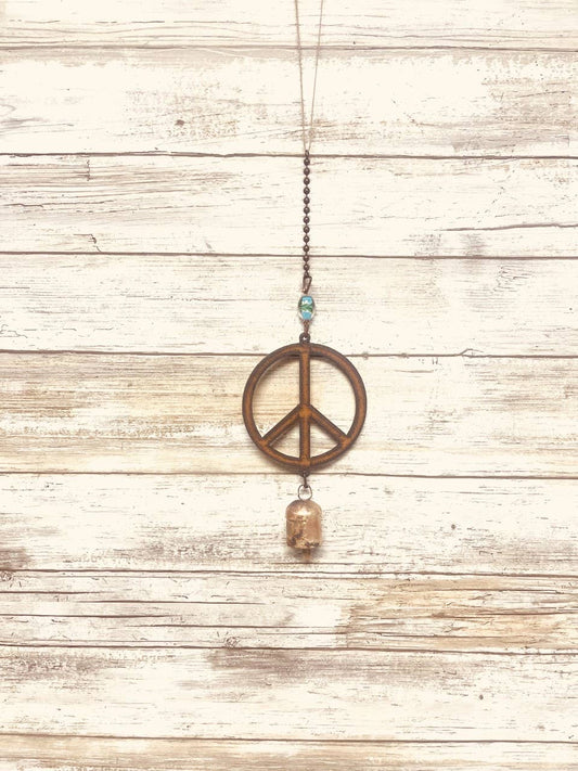 Peace Symbol single Bell Garden Mobile Chime