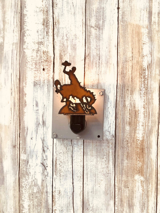 Wyoming Bronc Rider Western Rustic Image Nightlight