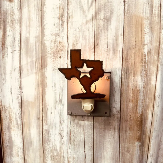State of Texas with Star Image Rustic Night Light