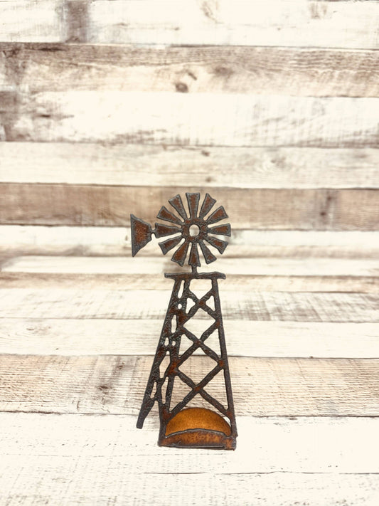 Windmill Rustic Farmhouse DOODAD Metal Western Figurine