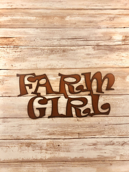 Farm Girl Rustic Metal Sign