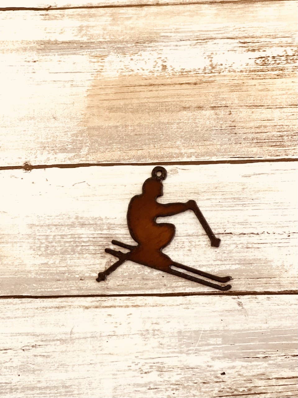 Skier Charm rustic Metal Charm Pendant