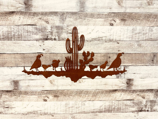 Quail Wall Art Scene Southwest Desert Wall Art Sign