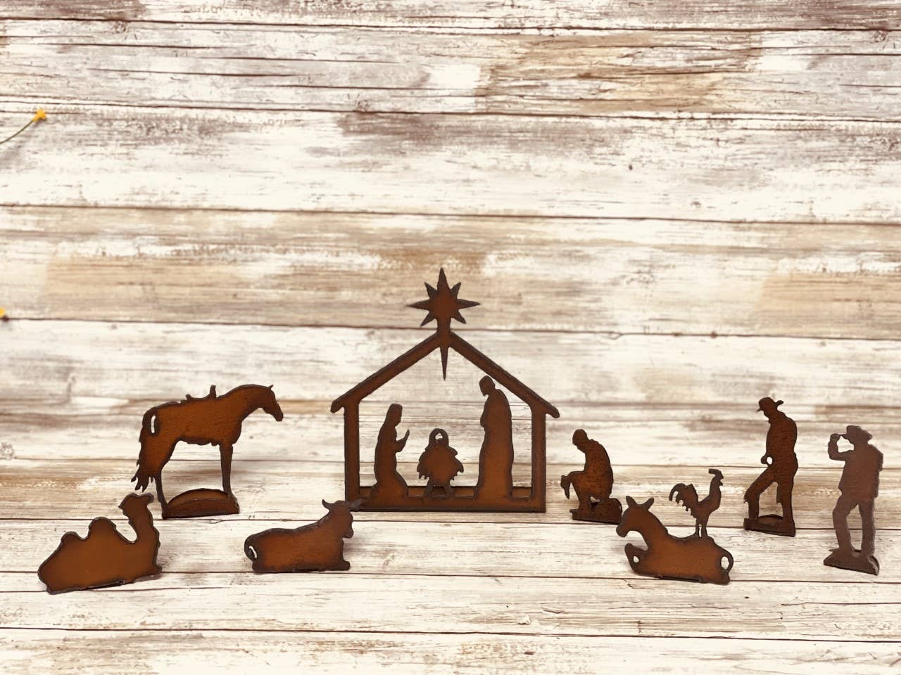 Rustic Metal Western Nativity Scene Rodeo Rustic Christmas