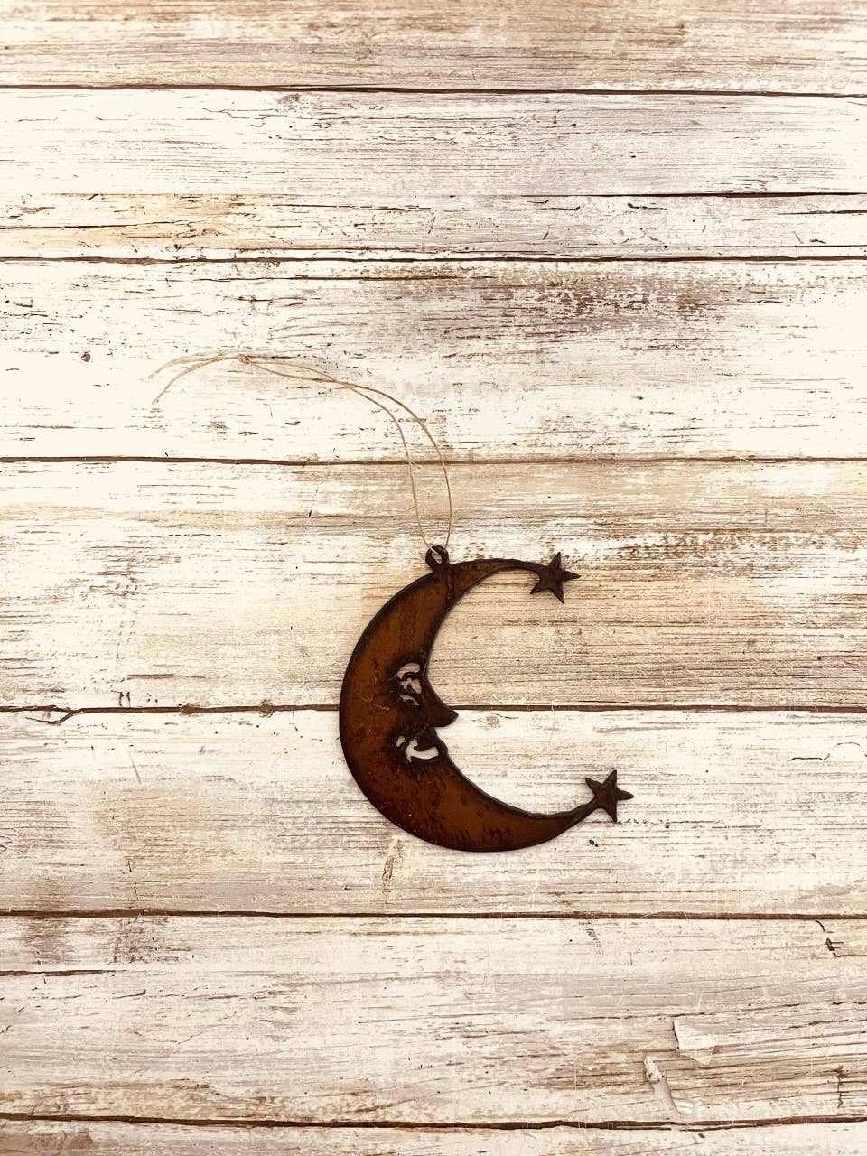 Moon and Stars Rustic Metal Ornament