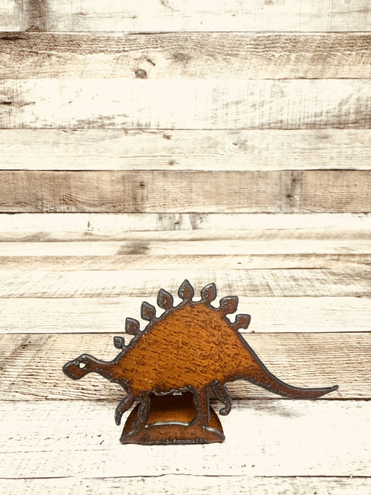 Stegosaurus Doodad Standing Figurine Rustic Metal Garden