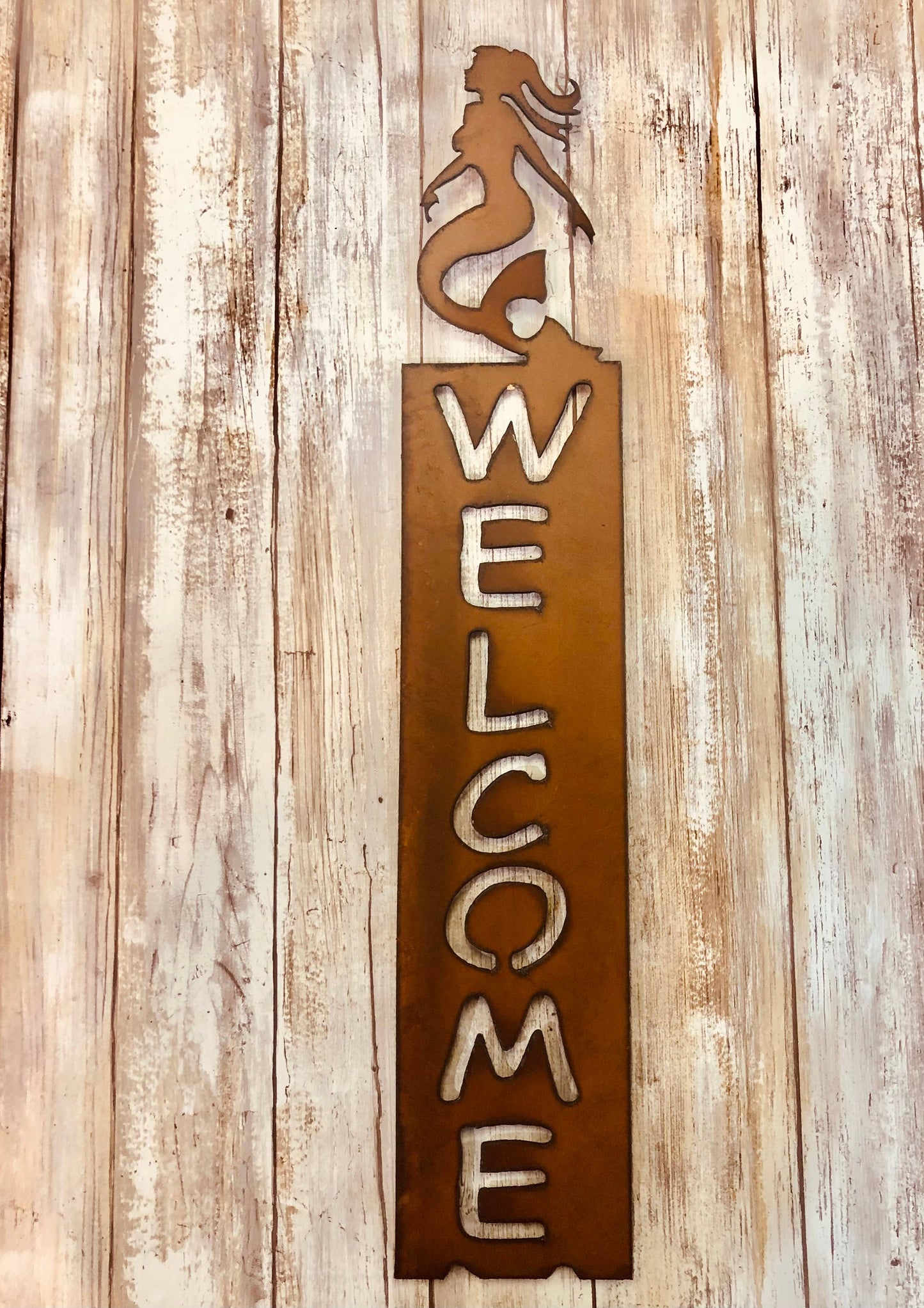 Mermaid Nautical Vertical Sea life Welcome Sign