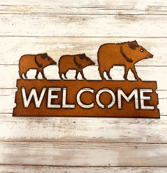 Javelina Family Horizontal Welcome Southwest Sign